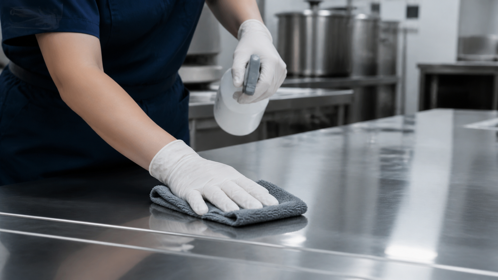 Vệ sinh bề mặt inox bằng khăn mềm và dung dịch trung tính